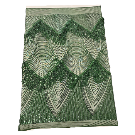Stretch Sequin Fabric Flamingo Fringe Embroidered