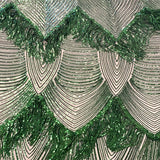Flamingo Fringe Embroidered Stretch Sequin Fabric - Nylon Spandex Mesh Fabric, Fringe Embroidered Sequin, 60" Width, 12" Pattern Repeat (1 Yard)