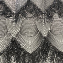 Flamingo Fringe Embroidered Stretch Sequin Fabric - Nylon Spandex Mesh Fabric, Fringe Embroidered Sequin, 60" Width, 12" Pattern Repeat (1 Yard)