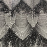 Flamingo Fringe Embroidered Stretch Sequin Fabric - Nylon Spandex Mesh Fabric, Fringe Embroidered Sequin, 60" Width, 12" Pattern Repeat (1 Yard)