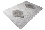 Geometric Diamond Cowhide Patchwork Rug - 100% Hairon Leather Fabric - Multi Geometric Diamond Pattern, Felt Backing (5' X 7')