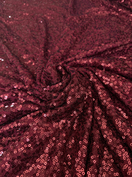 Stretch Sequin Mesh Burgundy