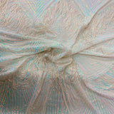 Flamingo Fringe Embroidered Stretch Sequin Fabric - Nylon Spandex Mesh Fabric, Fringe Embroidered Sequin, 60" Width, 12" Pattern Repeat (1 Yard)