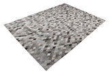 Patchwork PCH224 Hairon Leather Fabric - Gray Geometric Diamond Pattern, Felt Backing, 5' 3'' X 7' 6'' (1 Unit)