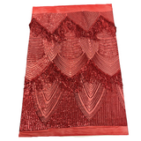 Flamingo Fringe Embroidered Stretch Sequin Fabric - Nylon Spandex Mesh Fabric, Fringe Embroidered Sequin, 60" Width, 12" Pattern Repeat (1 Yard)