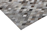 Patchwork PCH224 Hairon Leather Fabric - Gray Geometric Diamond Pattern, Felt Backing, 5' 3'' X 7' 6'' (1 Unit)