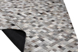 Patchwork PCH224 Hairon Leather Fabric - Gray Geometric Diamond Pattern, Felt Backing, 5' 3'' X 7' 6'' (1 Unit)