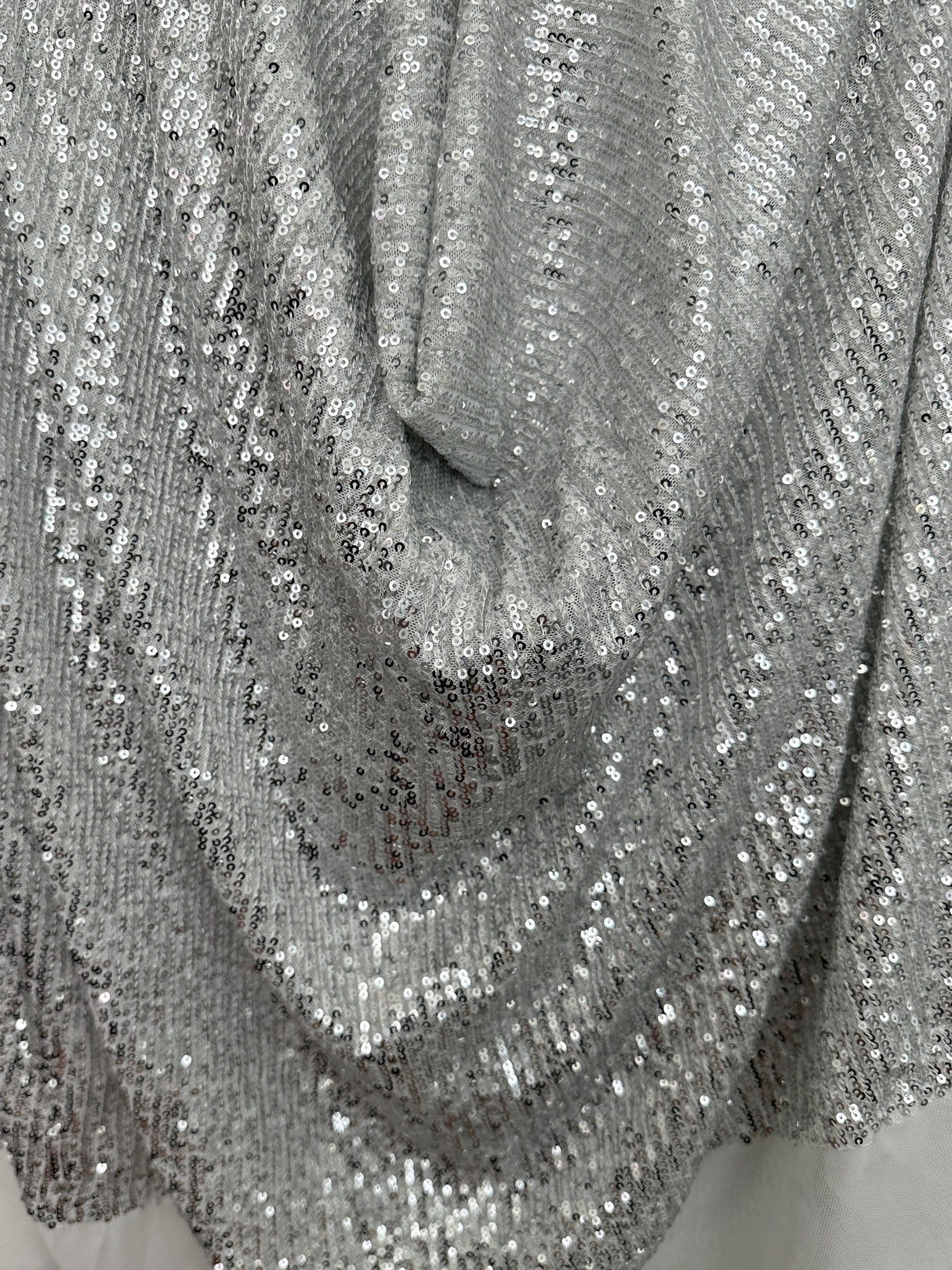 Stretch Sequin on White Mesh