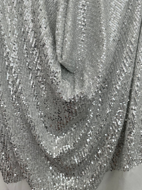 Stretch Sequin on White Mesh
