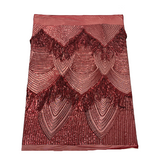 Flamingo Fringe Embroidered Stretch Sequin Fabric - Nylon Spandex Mesh Fabric, Fringe Embroidered Sequin, 60" Width, 12" Pattern Repeat (1 Yard)
