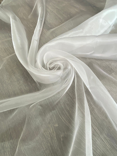 Shimmering White Crystal Organza