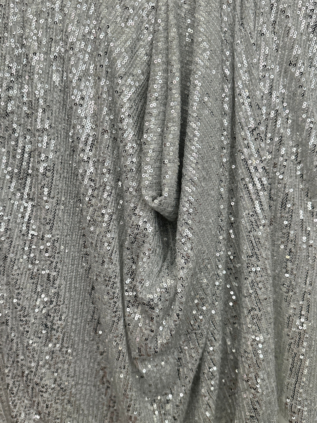 Stretch Sequin on White Mesh