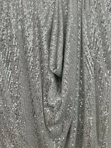 Stretch Sequin on White Mesh
