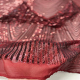 Flamingo Fringe Embroidered Stretch Sequin Fabric - Nylon Spandex Mesh Fabric, Fringe Embroidered Sequin, 60" Width, 12" Pattern Repeat (1 Yard)