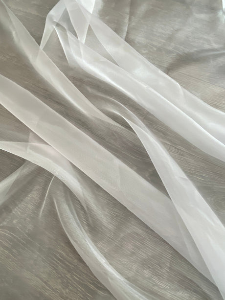 Shimmering White Crystal Organza
