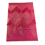 Flamingo Fringe Embroidered Stretch Sequin Fabric - Nylon Spandex Mesh Fabric, Fringe Embroidered Sequin, 60" Width, 12" Pattern Repeat (1 Yard)