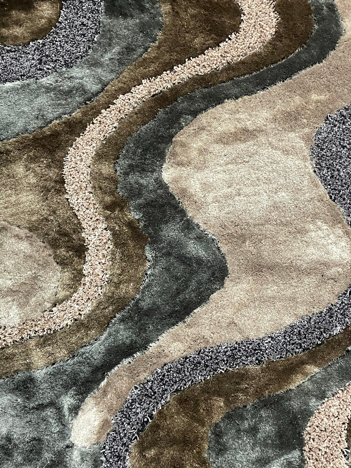 Luxury Shag Viscose Shiny Design Plush Area Rug Carpet - Polyester Shag Rug, Multi Color Pattern, 2" Pile Approx, 7'6" X 10'3" (1 Rug)