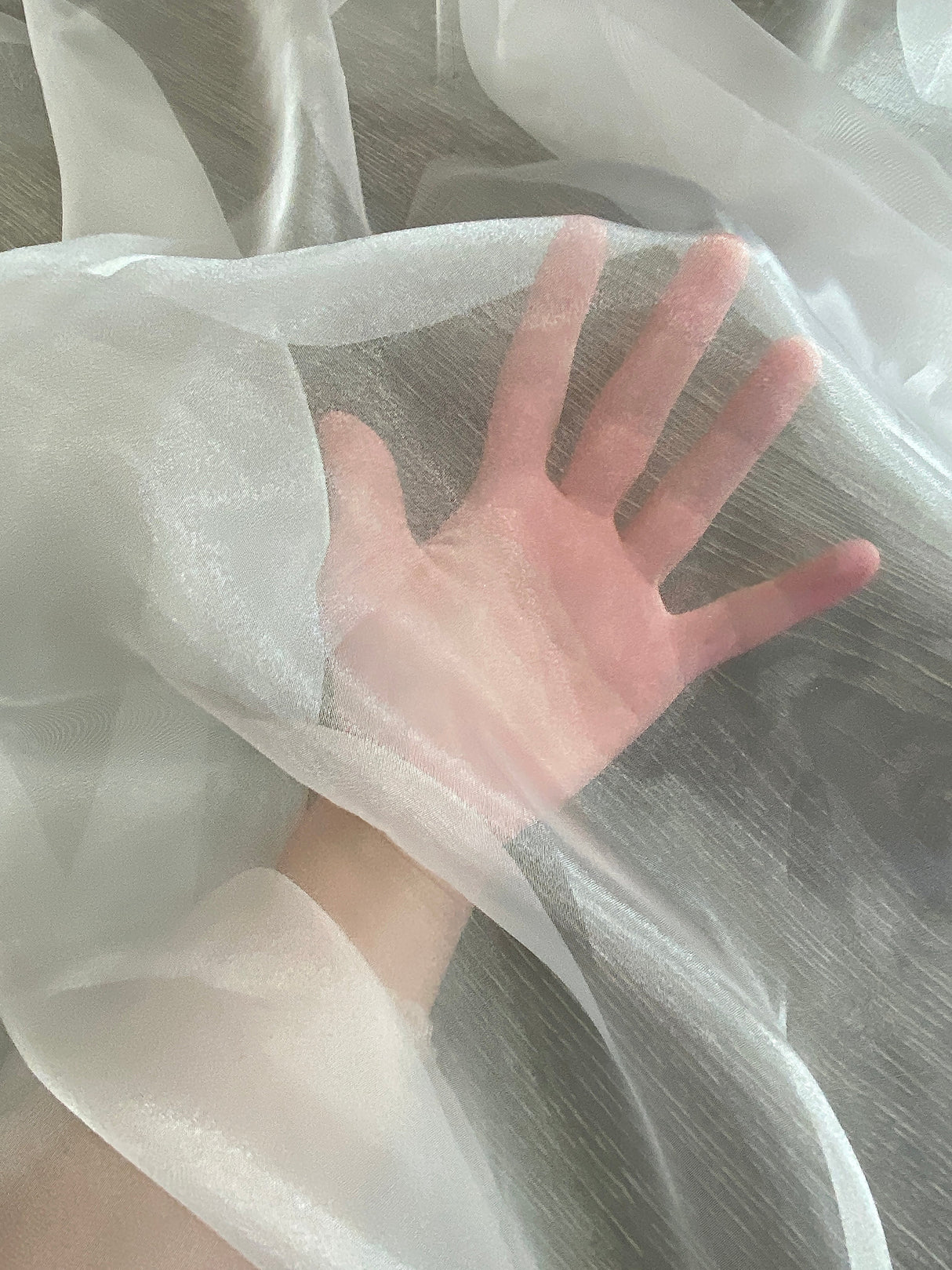 Shimmering White Crystal Organza