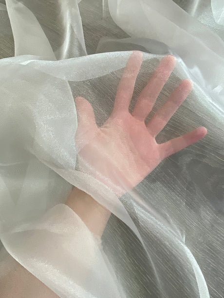 Shimmering White Crystal Organza