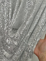 Stretch Sequin on White Mesh