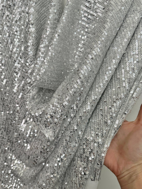 Stretch Sequin on White Mesh