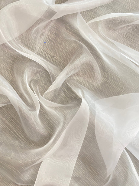 Shimmering White Crystal Organza