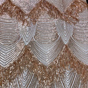 Flamingo Fringe Embroidered Stretch Sequin Fabric - Nylon Spandex Mesh Fabric, Fringe Embroidered Sequin, 60" Width, 12" Pattern Repeat (1 Yard)
