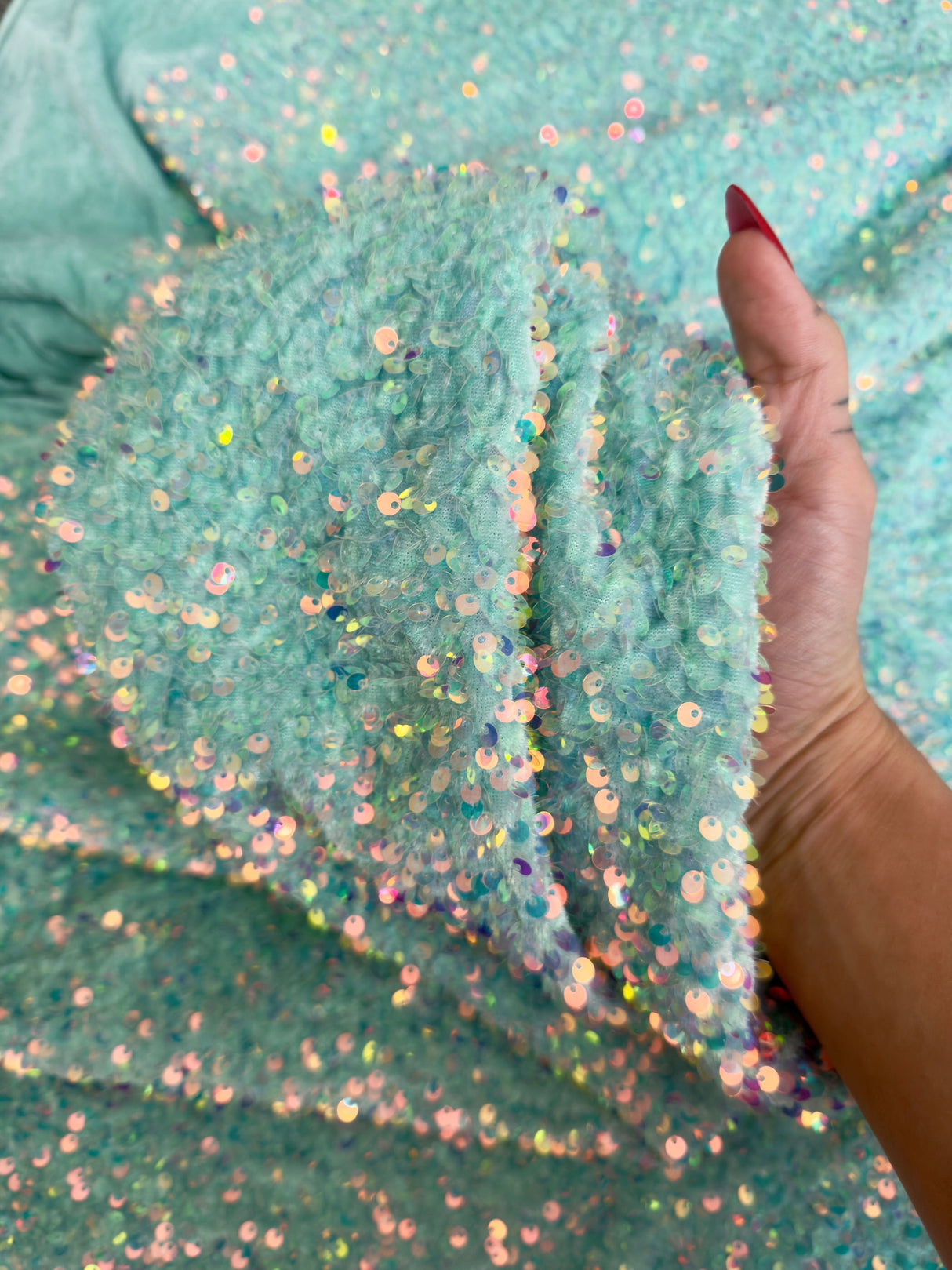 Mint Sequin on Velvet