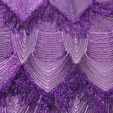 Flamingo Fringe Embroidered Stretch Sequin Fabric - Nylon Spandex Mesh Fabric, Fringe Embroidered Sequin, 60" Width, 12" Pattern Repeat (1 Yard)