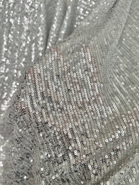 Stretch Sequin on White Mesh