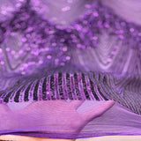 Flamingo Fringe Embroidered Stretch Sequin Fabric - Nylon Spandex Mesh Fabric, Fringe Embroidered Sequin, 60" Width, 12" Pattern Repeat (1 Yard)