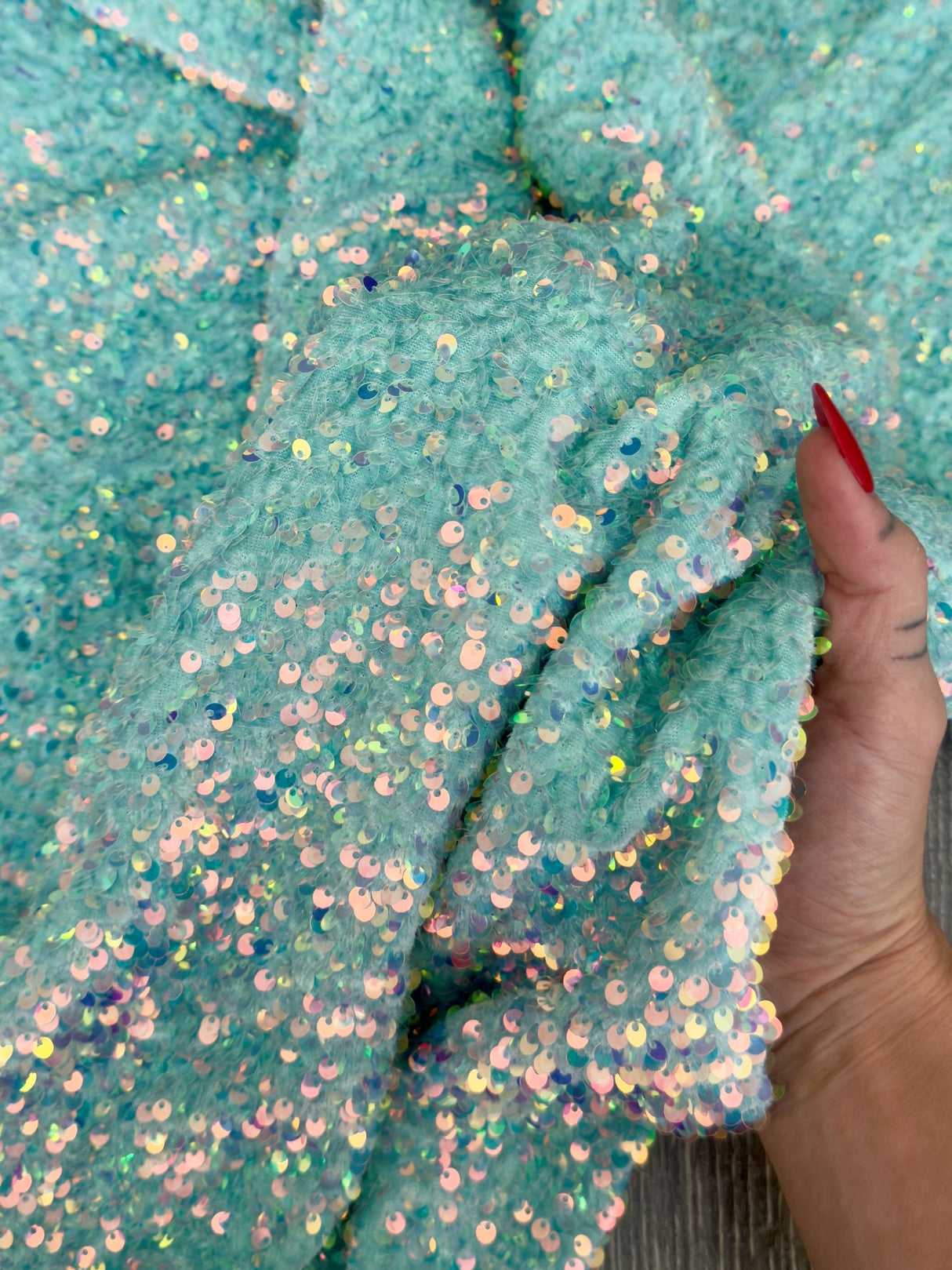 Mint Sequin on Velvet