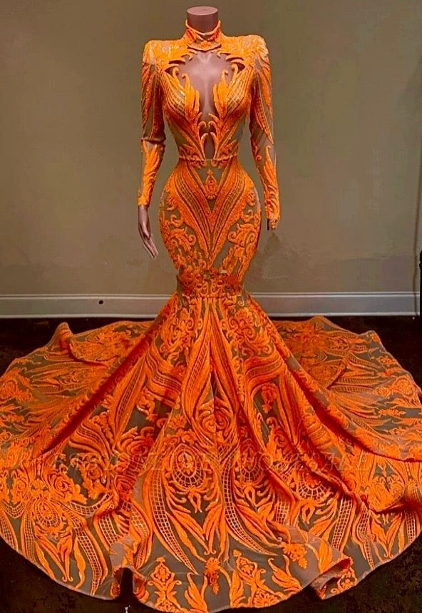 Stretch Sequin Mesh Orange