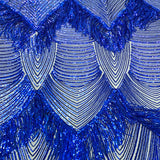 Flamingo Fringe Embroidered Stretch Sequin Fabric - Nylon Spandex Mesh Fabric, Fringe Embroidered Sequin, 60" Width, 12" Pattern Repeat (1 Yard)