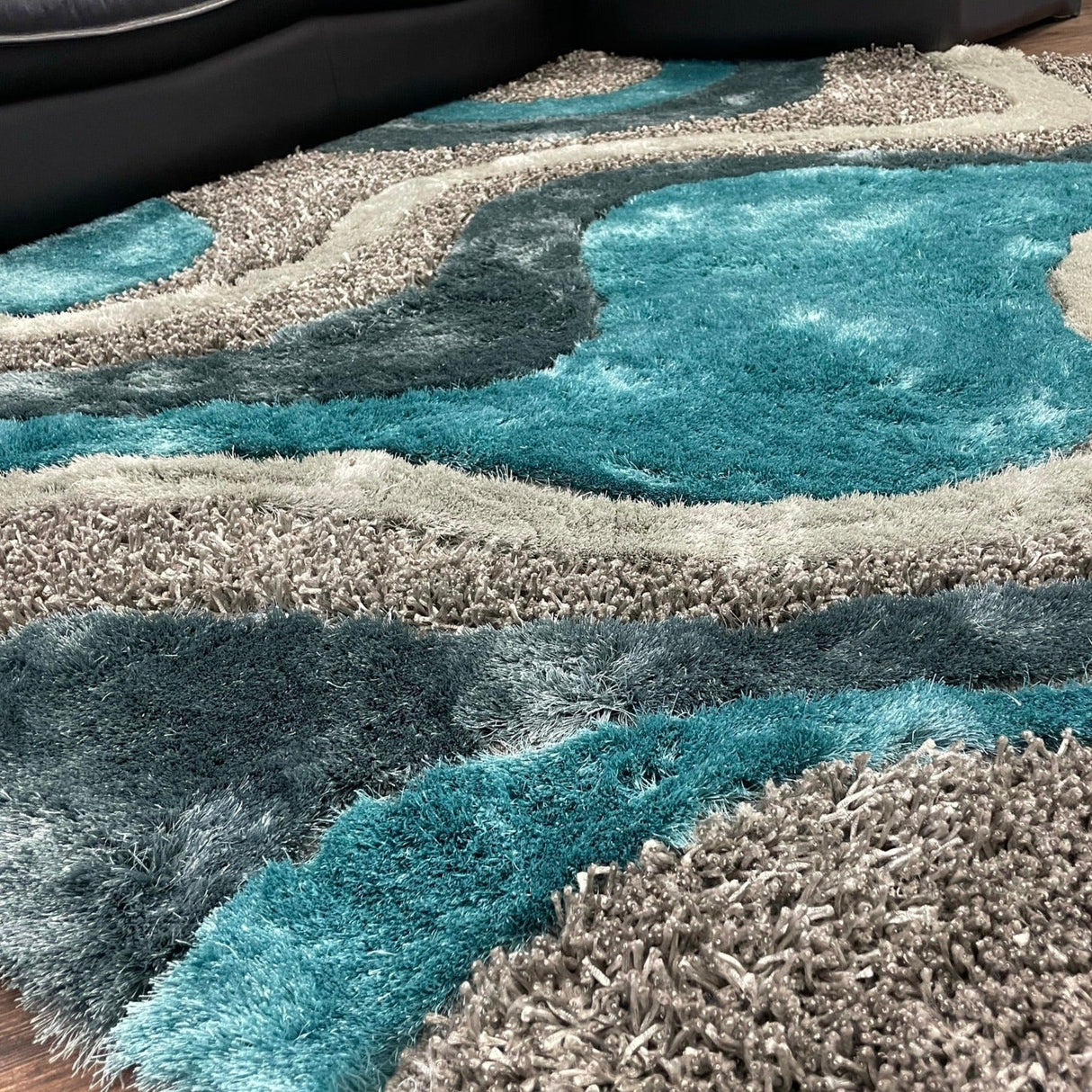 Luxury Shag Viscose Shiny Design Plush Area Rug Carpet - Polyester Shag Rug, Multi Color Pattern, 2" Pile Approx, 7'6" X 10'3" (1 Rug)