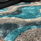 Luxury Shag Viscose Shiny Design Plush Area Rug Carpet - Polyester Shag Rug, Multi Color Pattern, 2" Pile Approx, 7'6" X 10'3" (1 Rug)