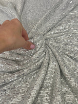 Stretch Sequin on White Mesh