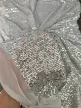 Stretch Sequin on White Mesh