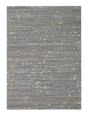 Patchwork PCH222 Hairon Leather Fabric - Cream & Black Geometric Striped Patchwork With Gold Accents, Black/White, 100% Hairon Leather With Felt Backing, Made In India (5' X 7')