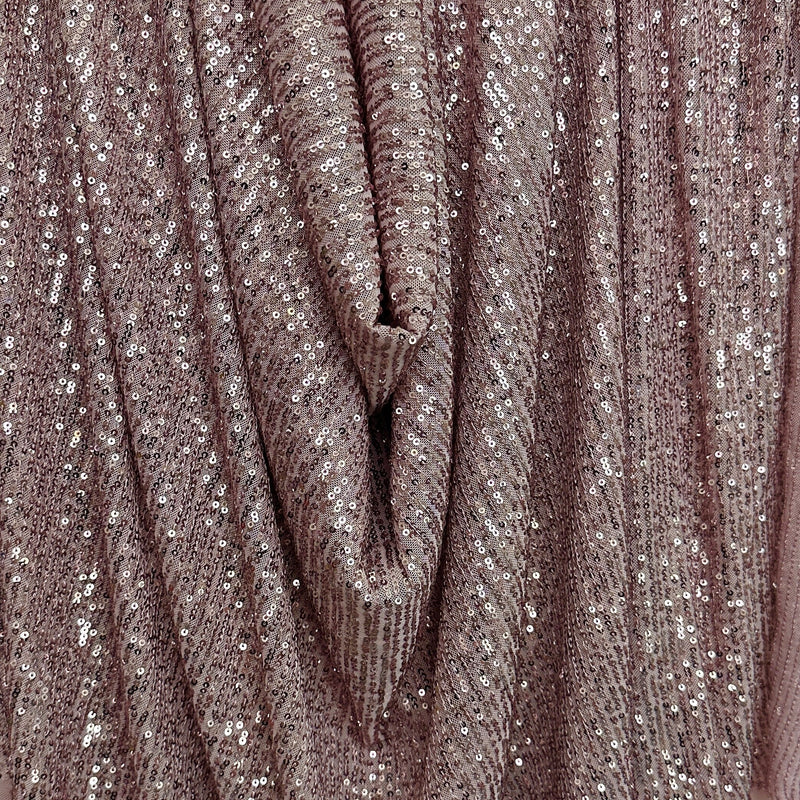 Stretch Sequins on Mesh Mauve