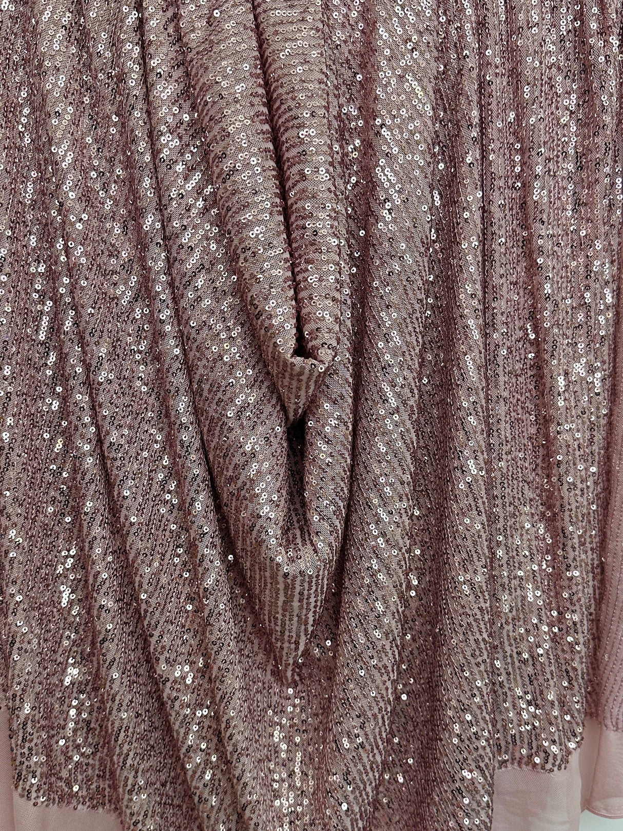 Stretch Sequins on Mesh Mauve