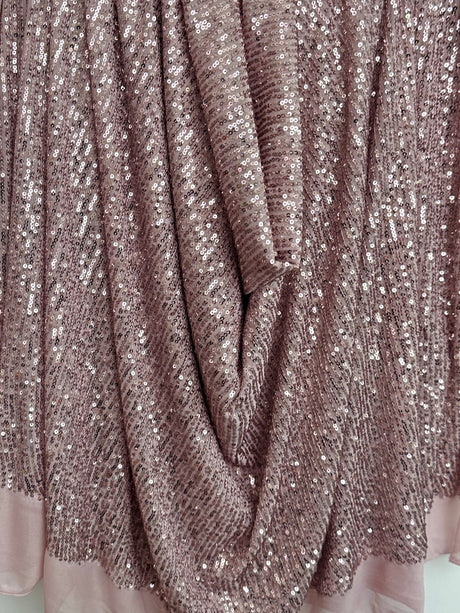 Stretch Sequins on Mesh Mauve