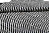 Patchwork PCH222 Hairon Leather Fabric - Cream & Black Geometric Striped Patchwork With Gold Accents, Black/White, 100% Hairon Leather With Felt Backing, Made In India (5' X 7')