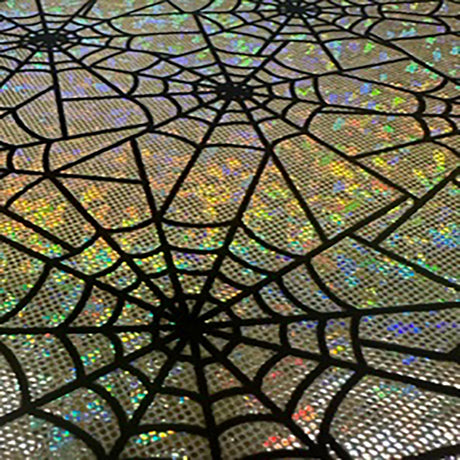 Nylon Spandex Spider Web Flocking Hologram Fabric