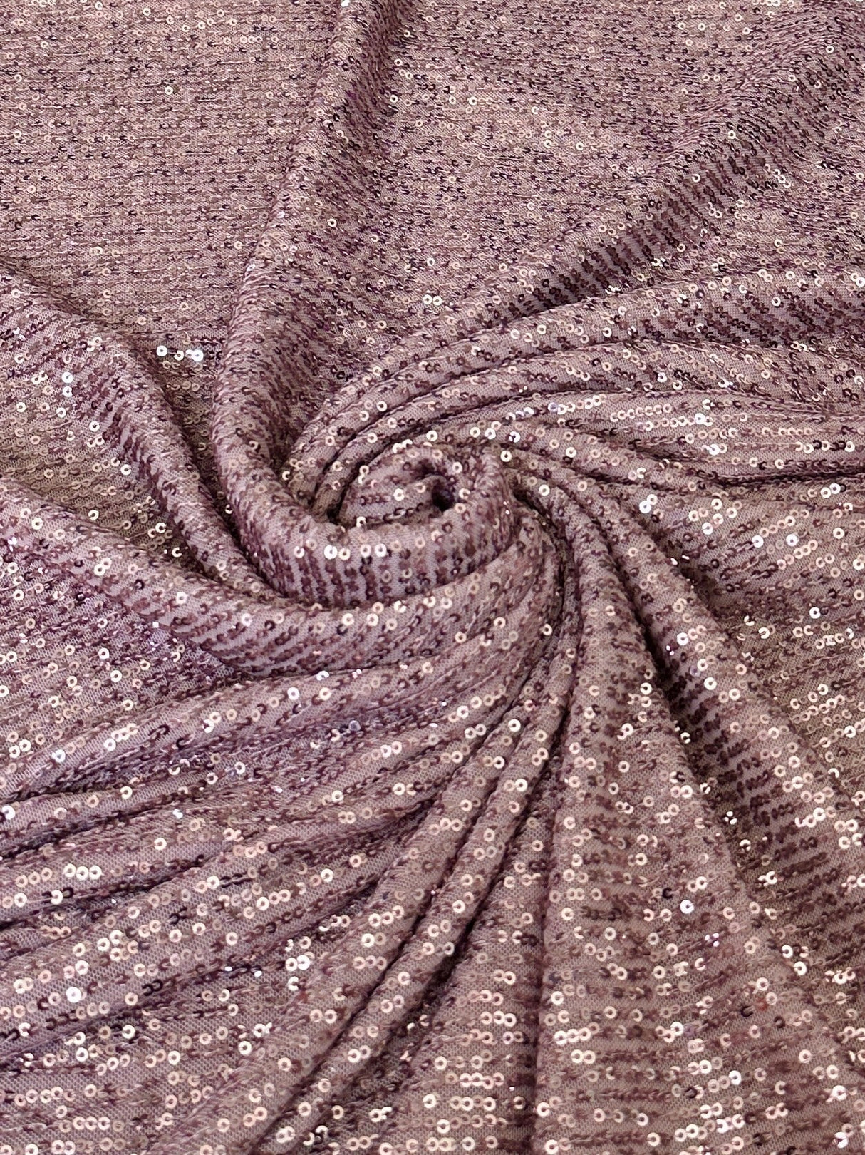 Stretch Sequins on Mesh Mauve