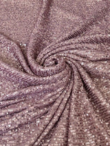 Stretch Sequins on Mesh Mauve