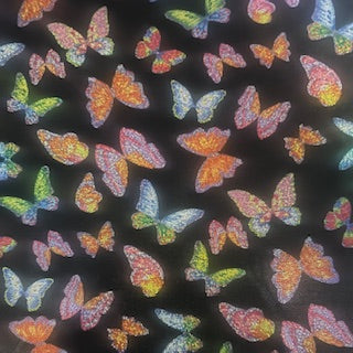 Hologram Polyester Spandex Butterfly Fabric 60"
