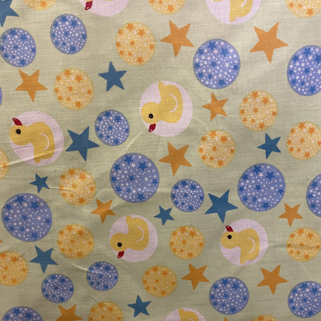 Rubber Ducky and Stars Poly Cotton Fabric,
