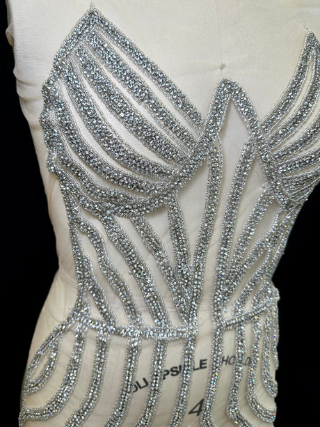 Silver Rhinestone Bodice Applique