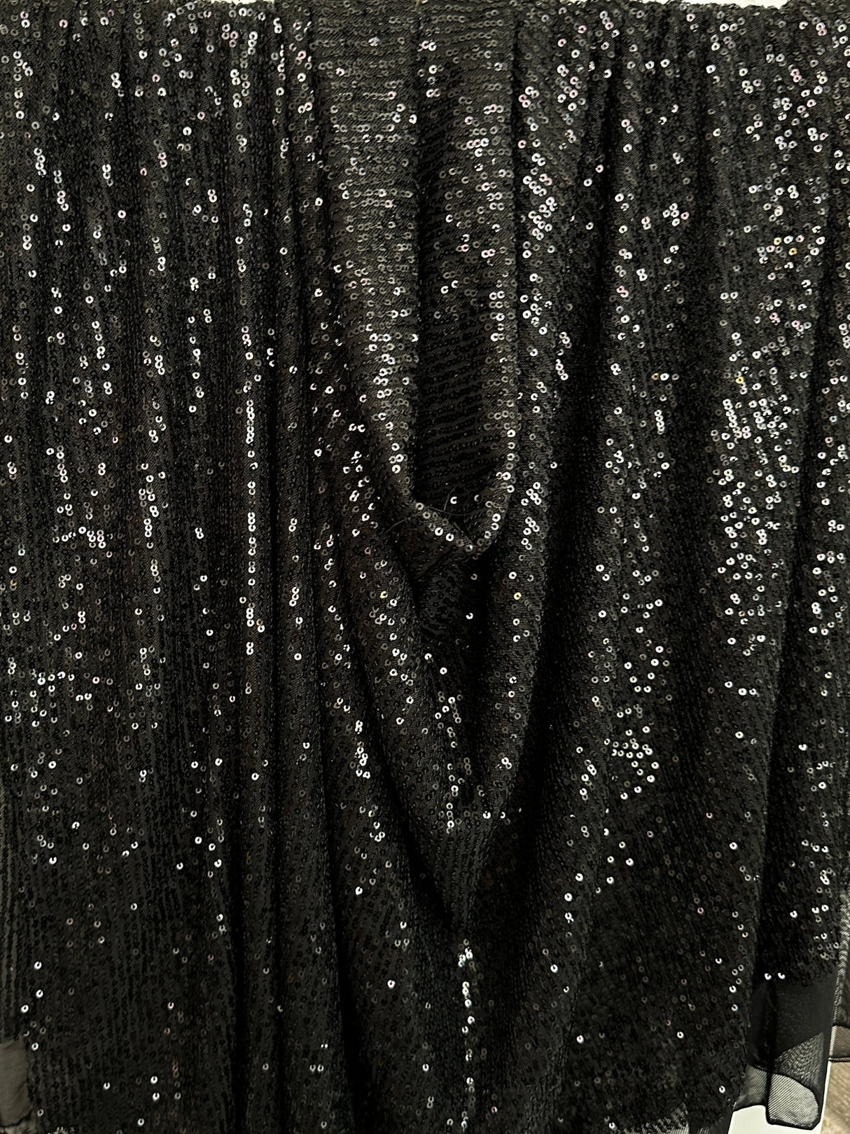 Stretch Sequin on Mesh Black